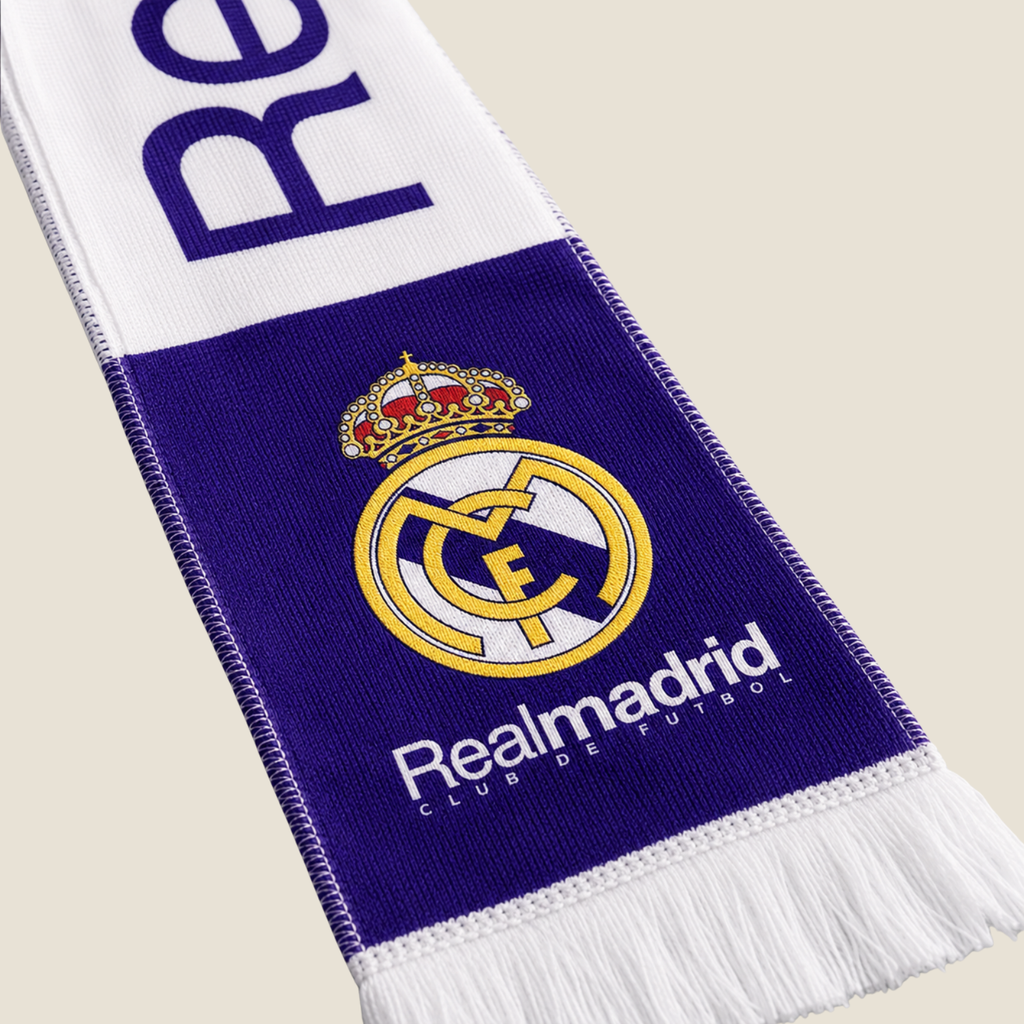 Bufanda Real Madrid Blanca y Morada