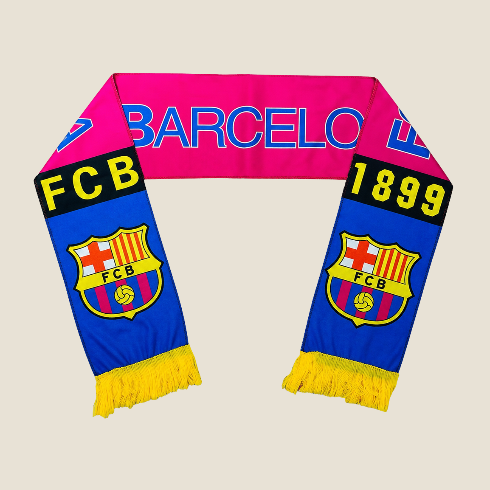 Bufanda FC Barcelona Azul, Rosa y Amarilla